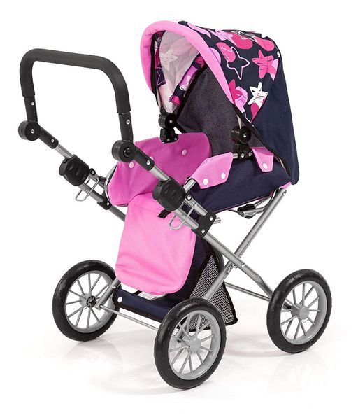 Produktbild: Puppenwagen City Star Sterne blau/rosa 72,5x37x65cm