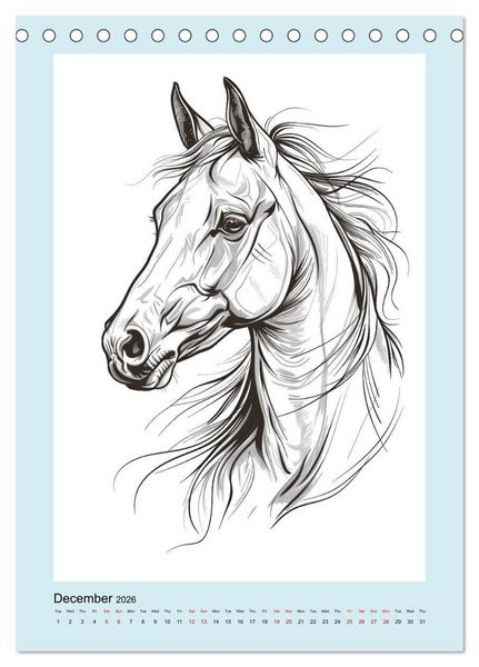 Produktbild: Sketchy Power Horses (Desk Calendar 2026 DIN A5 portrait), CALVENDO 12 Month DeskCalendar