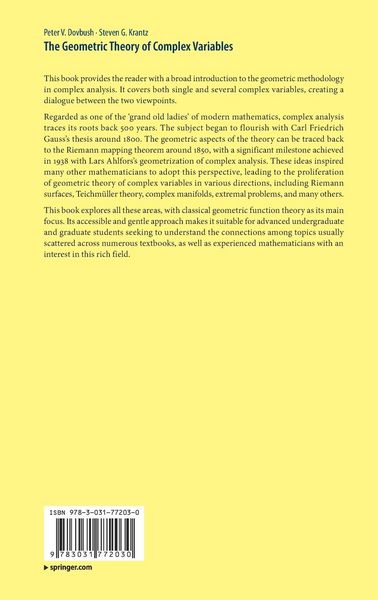 Produktbild: The Geometric Theory of Complex Variables