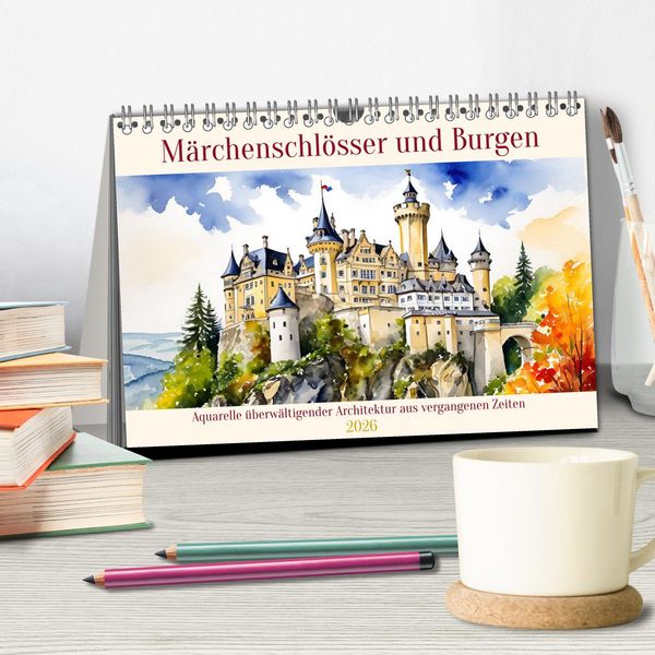 Produktbild: M&auml;rchenschl&ouml;sser und Burgen (Tischkalender 2026 DIN A5 quer), CALVENDO Monatskalender