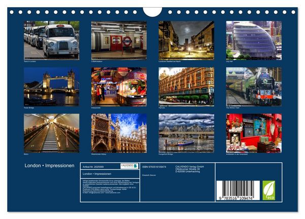 Produktbild: London &bull; Impressionen (Wandkalender 2026 DIN A4 quer), CALVENDO Monatskalender