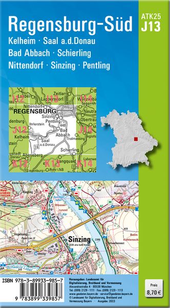 Produktbild: ATK25-J13 Regensburg-S&uuml;d (Amtliche Topographische Karte 1:25000)