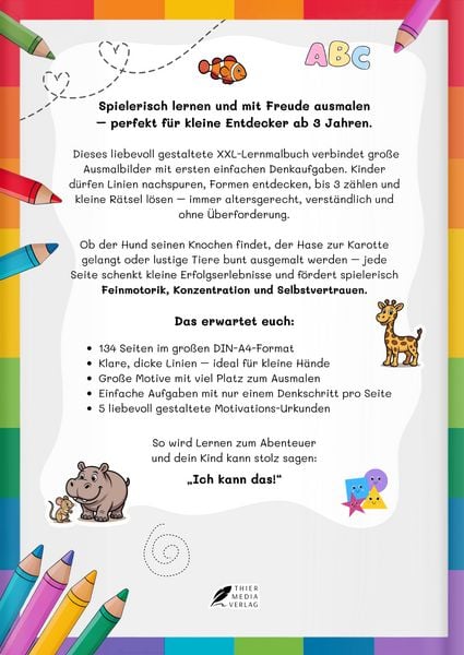 Produktbild: Mein spielerisches XXL-Lernmalbuch f&uuml;r Kinder ab 3 Jahren
