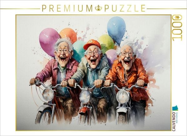 Produktbild: CALVENDO Puzzle Lustige Rentner - Mopedasflug | 1000 Teile Lege-Gr&ouml;&szlig;e 64x48cm Foto-Puzzle f&uuml;r gl&uuml;ckliche Stunden