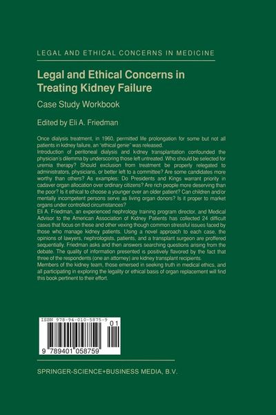 Produktbild: Legal and Ethical Concerns in Treating Kidney Failure