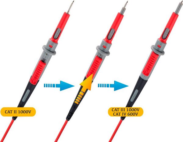 Produktbild: VOLTCRAFT MS-4PS Sicherheits-Messleitung 4 mm Sicherheits-Stecker Pr&uuml;fspitze 1.00 m Schwarz, Rot 1 St.