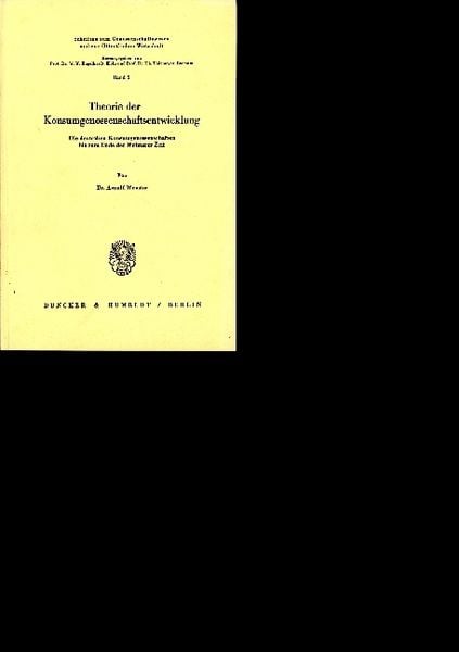 Produktbild: Theorie der Konsumgenossenschaftsentwicklung.