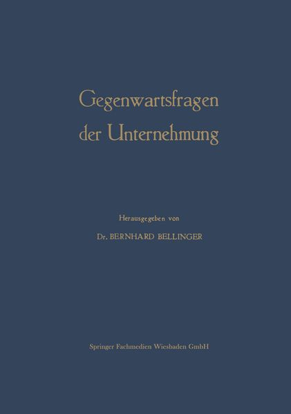 Produktbild: Gegenwartsfragen der Unternehmung