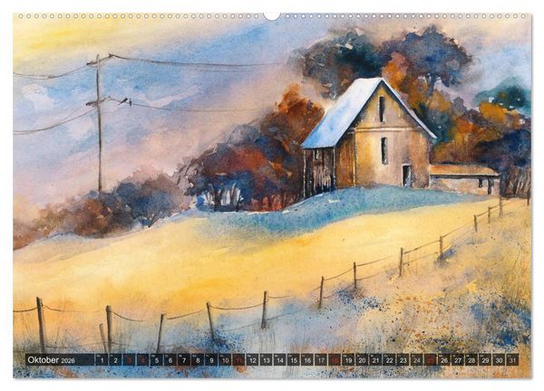 Produktbild: Landschaft in Aquarell (hochwertiger Premium Wandkalender 2026 DIN A2 quer), Kunstdruck in Hochglanz