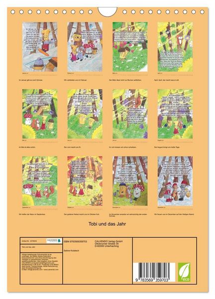 Produktbild: Tobi und das Jahr (Wandkalender 2027 DIN A4 hoch), CALVENDO Monatskalender