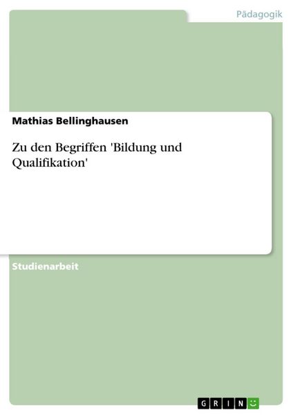 Produktbild: Zu den Begriffen 'Bildung und Qualifikation'