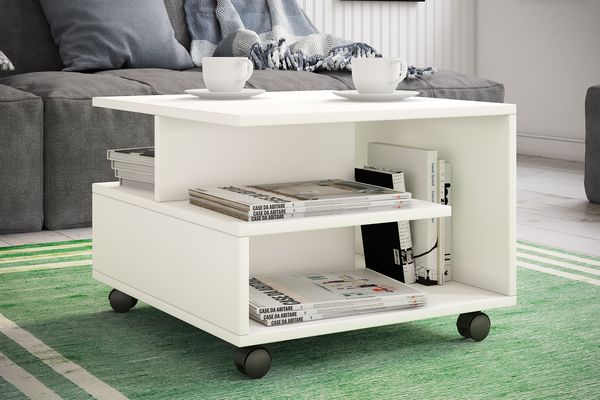 Produktbild: Holz Sofatisch Couchtisch Rollen rollbar Stango S