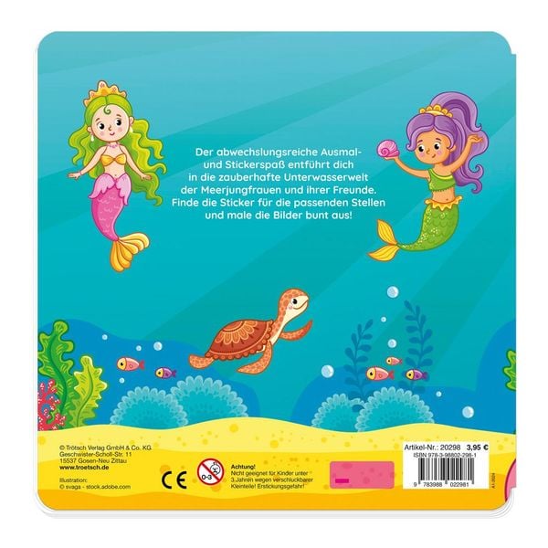 Produktbild: Tr&ouml;tsch Malbuch Stickermalbuch Meerjungfrauen