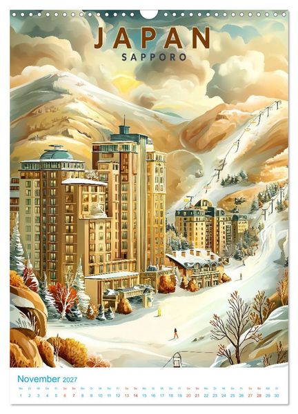 Produktbild: Japanische Inseln - Old School Poster Style (Wandkalender 2027 DIN A3 hoch), CALVENDO Monatskalender