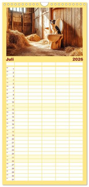 Produktbild: Familienplaner 2026 - Sitz, Platz, Sp&uuml;l - Hunde auf dem Thron mit 5 Spalten (Wandkalender, 21 x 45 cm) CALVENDO