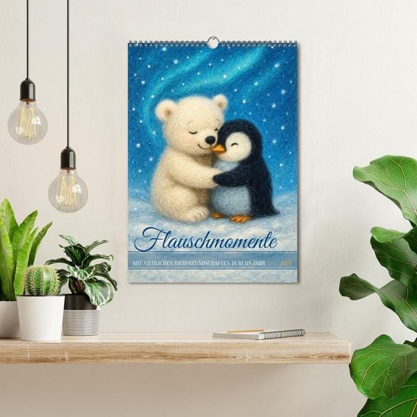 Produktbild: Flauschmomente - Mit niedlichen Tierfreundschaften durchs Jahr (Wandkalender 2027 DIN A3 hoch), CALVENDO Monatskalender