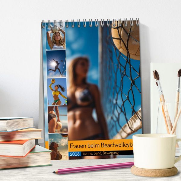 Produktbild: Frauen beim Beachvolleyball - Sonne, Sand, Bewegung (Tischkalender 2026 DIN A5 hoch), CALVENDO Monatskalender