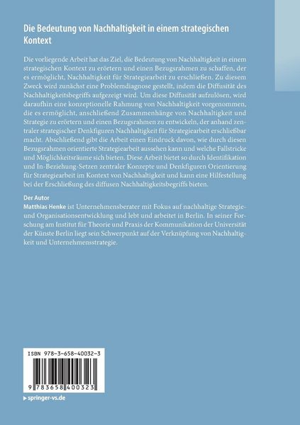 Produktbild: Die Bedeutung von Nachhaltigkeit in einem strategischen Kontext