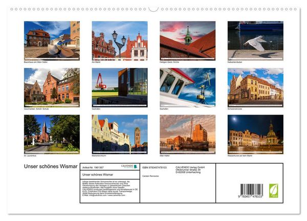 Produktbild: Unser sch&ouml;nes Wismar (hochwertiger Premium Wandkalender 2026 DIN A2 quer), Kunstdruck in Hochglanz