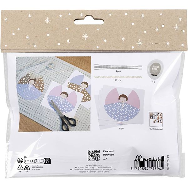 Produktbild: Creativ Company DIY Mini Kreativ Set Papierdeko, 4 x Engel, sortierte Farben