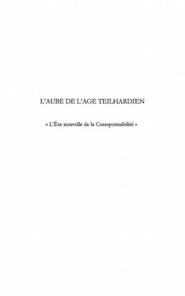 Produktbild: Aube de l'age teilhardien l'