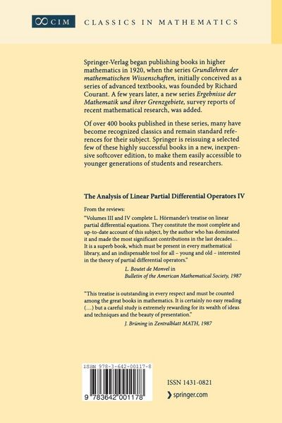 Produktbild: The Analysis of Linear Partial Differential Operators IV