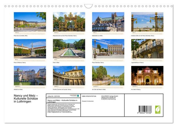 Produktbild: Nancy und Metz &ndash; Kulturelle Sch&auml;tze in Lothringen (Wandkalender 2027 DIN A3 quer), CALVENDO Monatskalender