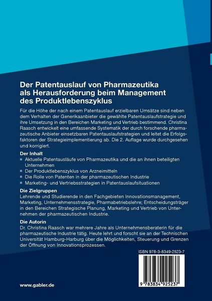 Produktbild: Der Patentauslauf von Pharmazeutika als Herausforderung beim Management des Produktlebenszyklus