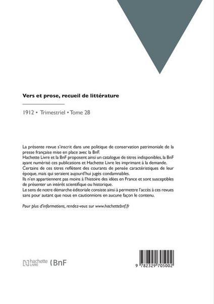 Produktbild: Vers et prose, recueil de litt&eacute;rature