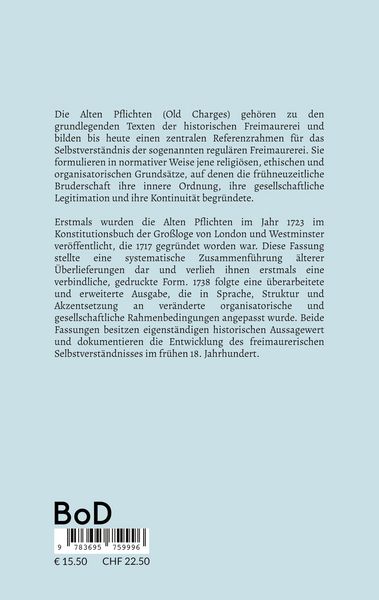 Produktbild: Die Alten Pflichten der Freimaurer