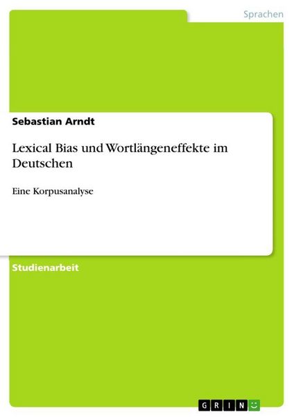Produktbild: Lexical Bias und Wortl&auml;ngeneffekte im Deutschen