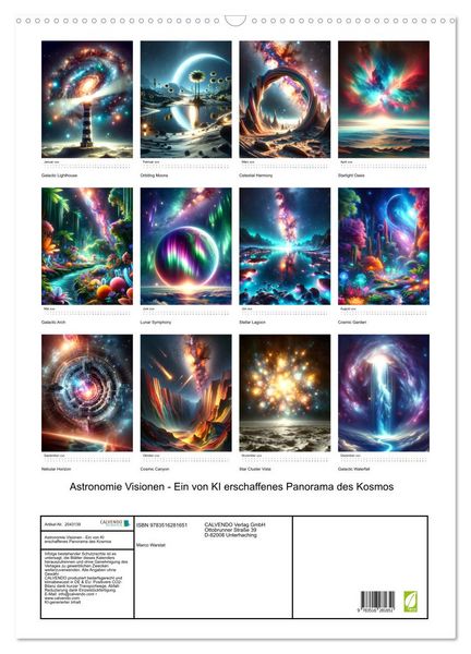 Produktbild: Astronomie Visionen - Ein von KI erschaffenes Panorama des Kosmos (Wandkalender 2026 DIN A2 hoch), CALVENDO Monatskalender