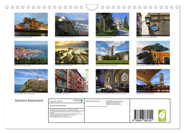Produktbild: Spaniens Baskenland (Wandkalender 2026 DIN A4 quer), CALVENDO Monatskalender