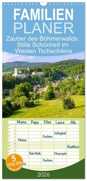 Produktbild: Familienplaner 2026 - Zauber des B&ouml;hmerwalds. Stille Sch&ouml;nheit im Westen Tschechiens mit 5 Spalten (Wandkalender, 21 x 45 cm) CALVENDO