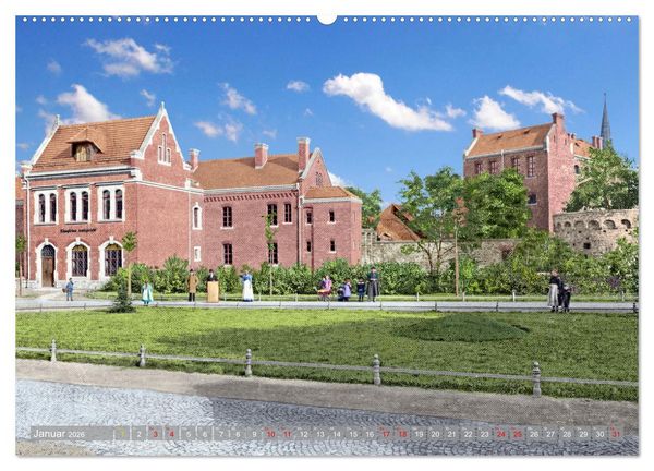 Produktbild: Aschersleben zur Kaiserzeit in Farbe &ndash; Kolorierte Schwarzwei&szlig;fotografien (hochwertiger Premium Wandkalender 2026 DIN A2 quer), Kunstdruck in Hochglanz