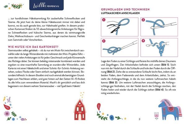Produktbild: 55 x h&auml;keln &ndash; Sternenzauber: Dein Kartenset mit traumhaften H&auml;kelsternen und Schneeflocken