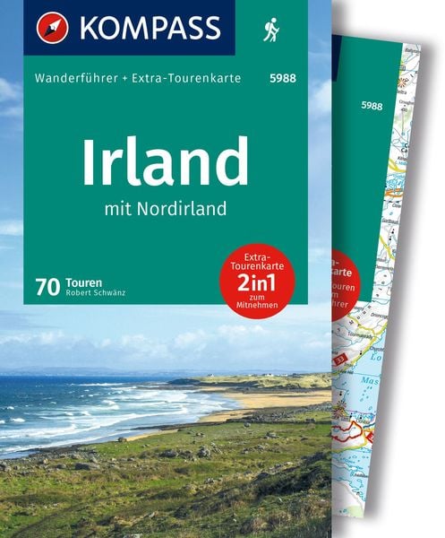 KOMPASS Wanderführer Irland mit Nordirland, 70 Touren mit Extra-Tourenkarte, Taschenbuch von Robert Schwänz, Kompass-Karten, 978-3-99154-211-7