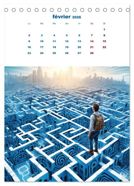 Produktbild: Les &eacute;nigmes du labyrinthe (Calendrier de bureau 2026 DIN A5 horizontal), CALVENDO calendrier mensuel