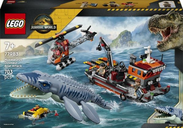 Produktbild: LEGO Jurassic World 77983 Mosasaurier-Angriff auf das Boot, Bauspielzeug f&uuml;r Kinder ab 7 Jahren