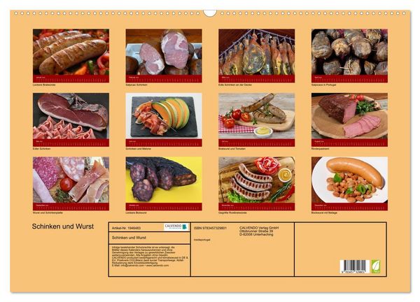 Produktbild: Schinken und Wurst (Wandkalender 2026 DIN A2 quer), CALVENDO Monatskalender