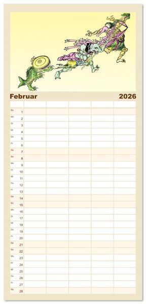 Produktbild: Familienplaner 2026 - Kawanabe Kyosai - Einhundert D&auml;monen mit 5 Spalten (Wandkalender, 21 x 45 cm) CALVENDO