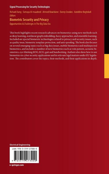 Produktbild: Biometric Security and Privacy