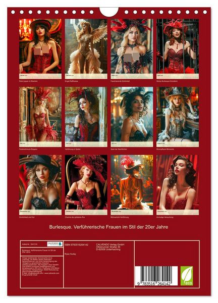 Produktbild: Burlesque. Verf&uuml;hrerische Frauen im Stil der 20er Jahre (Wandkalender 2026 DIN A4 hoch), CALVENDO Monatskalender