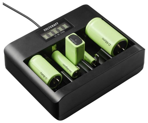 Produktbild: VOLTCRAFT VC-BC-5100 Rundzellen-Ladeger&auml;t NiMH, LiIon Mignon (AA), Micro (AAA), Baby (C), Mono (D), 9 V Block