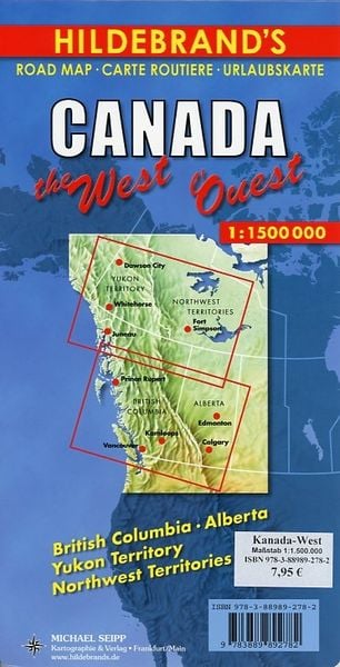 Produktbild: Kanada West 1 : 1 500 000. Hildebrand's Urlaubskarte