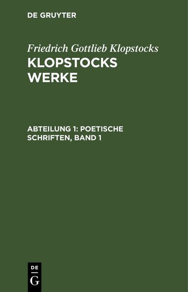 Produktbild: Poetische Schriften, Band 1