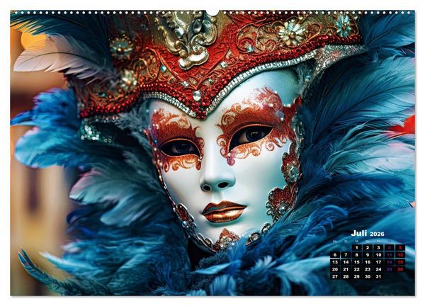 Produktbild: MASKEN - poetisch und vertr&auml;umt (Wandkalender 2026 DIN A2 quer), CALVENDO Monatskalender