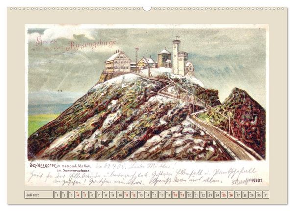 Produktbild: Gru&szlig; von der Schneekoppe (hochwertiger Premium Wandkalender 2026 DIN A2 quer), Kunstdruck in Hochglanz