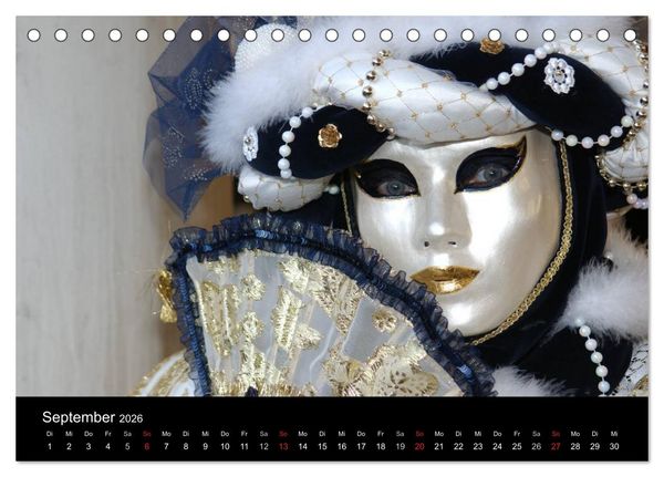 Produktbild: Maskenzauber in Venedig 2026 (Tischkalender 2026 DIN A5 quer), CALVENDO Monatskalender