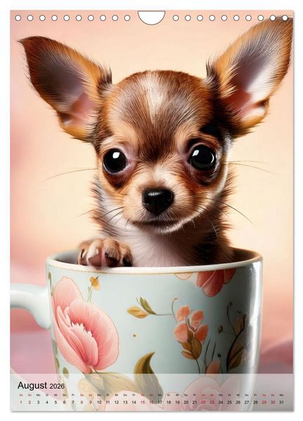 Produktbild: Kaffeepause mit Chihuahua - Kleine Freunde in gro&szlig;en Tassen (Wandkalender 2026 DIN A4 hoch), CALVENDO Monatskalender